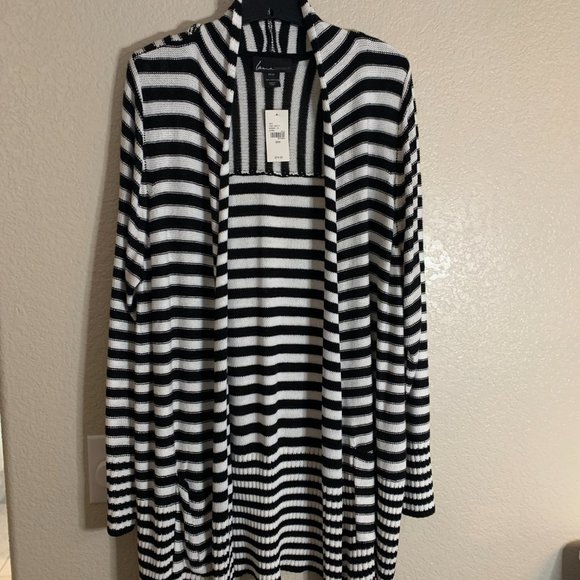 NWT Lane Bryant Stripe Long Line Open front sweater - size 22/24 - Picture 2 of 6
